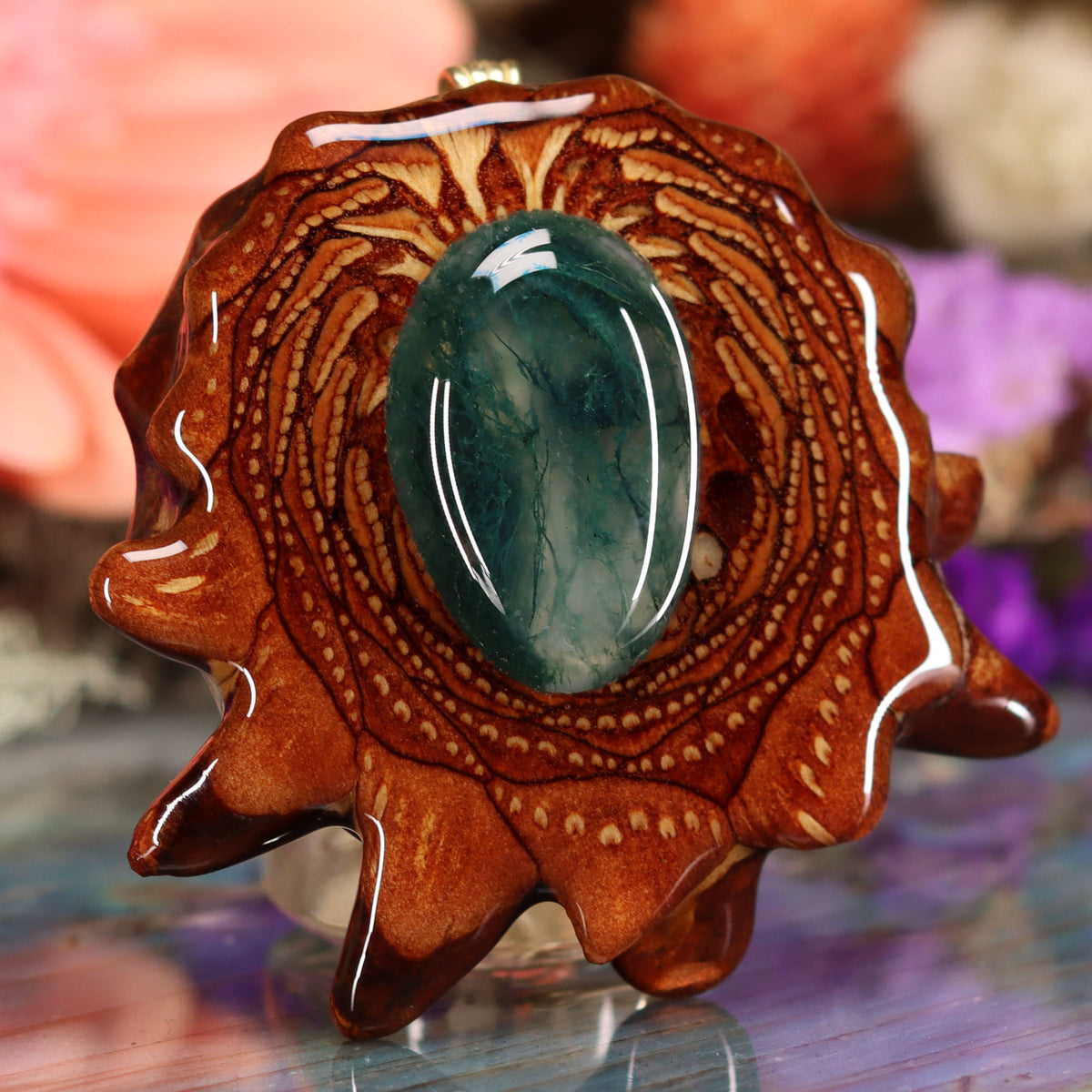 Moss Agate Third Eye Pinecones