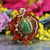 Green Garnet with Gold Sri Yantra