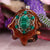 Malachite with Silver Seed of Life and Merkaba Multi-Stone