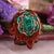 Malachite with Silver Seed of Life and Merkaba Multi-Stone