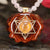 Tangerine Star Sapphire with Gold Merkaba Beaded Choker Necklace