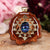 Blue Paua Shell with Gold Sri Yantra