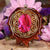 Pink Paua Shell with Gold Flower of Life and Back Om
