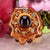 Red Garnet with Gold Moon Cycle