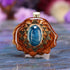 Blue Apatite with Gold Sri Yantra
