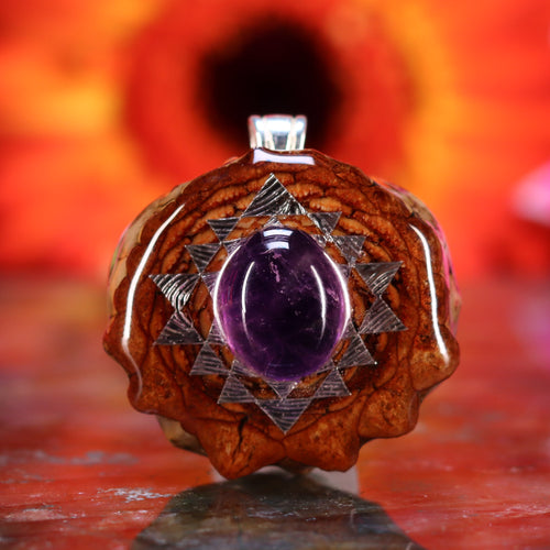 Amethyst with Silver Sri Yantra