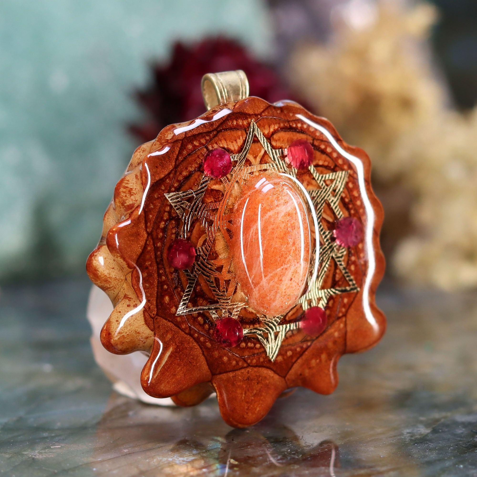 Red Sunstone with Gold 64 Star Tetrahedron Multi-Stone – Third Eye ...