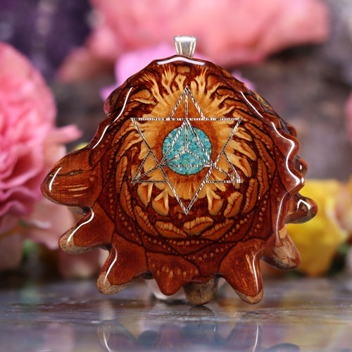 Crushed Turquoise (Glows) with Silver Merkaba