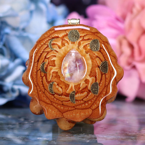 Moonstone with Gold Moon Cycle