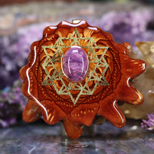 Charoite with Gold 64 Star Tetrahedron