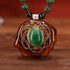 Emerald with Silver Seed of Life Baby Sinew Choker
