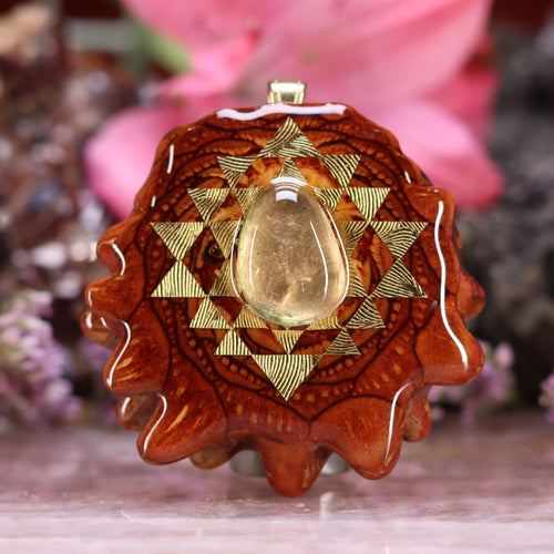 Watermelon Tourmaline with Gold Sri Yantra