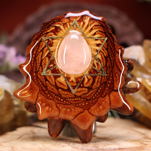 Rose Quartz with Gold Merkaba