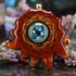 Green Fume Implosion Glass With Gold Seed of Life and Back Om