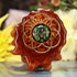 Green Phoenix Orchid Glass with Gold Seed of Life