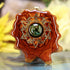 Green Fume Implosion Glass with Gold 64 Star Tetrahedron