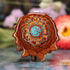 Crushed Turquoise (Glows) with Silver Seed of Life and Front Om