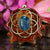 Blue Apatite with Gold Seed of Life
