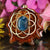 Blue Apatite with Gold Seed of Life