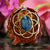 Blue Apatite with Gold Seed of Life