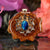 Blue Paua Shell with Gold 64 Star Tetrahedron