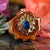 Blue Paua Shell with Gold 64 Star Tetrahedron