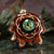 Green Fume Implosion Glass With Gold Seed of Life and Back Om