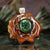 Green Fume Implosion Glass with Silver Seed of Life
