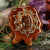 Mexican Fire Agate with Gold 64 Star Tetrahedron with Back Om
