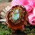 Turquoise in the Matrix with Gold 64 Star Tetrahedron