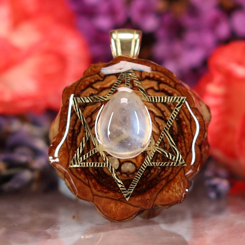 Moonstone with Gold Merkaba