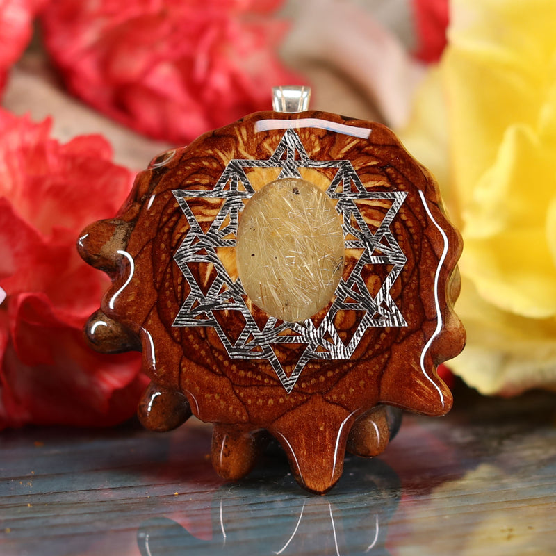 Pinecone Pendant with Glowing Rutilated Quartz (Small) by Third Eye Pinecone 2024