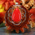 Red Coral with Silver Seed of Life and Back Om