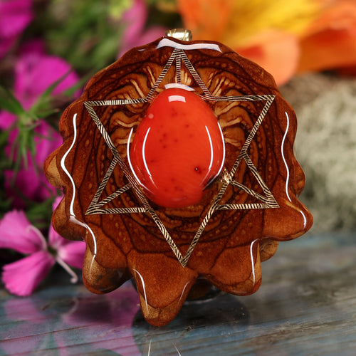 Red Coral with Gold Merkaba
