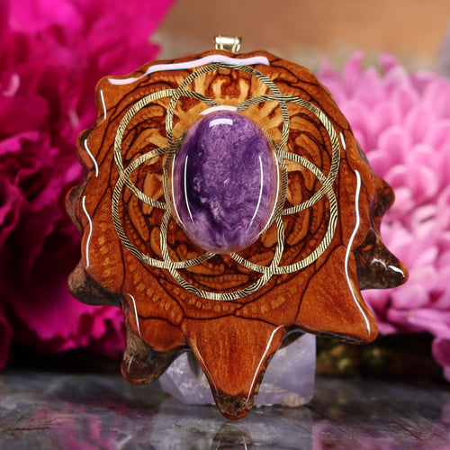 Charoite with Gold Seed of Life