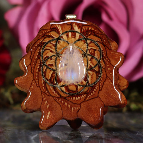 Moonstone with Gold Seed of Life