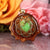 Green Mohave Turquoise Heart with Gold Seed of Life